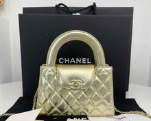 Load image into Gallery viewer, Chanel gold Kelly shopper nano (larger size) in shiny gold calfskin, gold hdw
