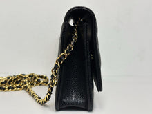 Load image into Gallery viewer, Chanel black caviar microchip woc (wallet on chain) with gold hdw
