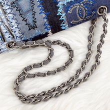 Load image into Gallery viewer, Chanel denim patchwork bag medium with silver hdw
