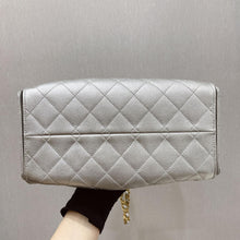 Load image into Gallery viewer, Chanel 25 small in silver caviar, aged gold hdw
