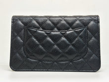 Load image into Gallery viewer, Chanel black caviar microchip woc (wallet on chain) with gold hdw

