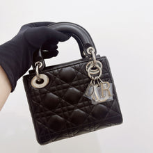 Load image into Gallery viewer, Lady Dior Black mini cannage lambskin with silver hdw
