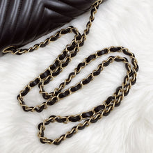 Load image into Gallery viewer, Chanel black mini calfskin chevron, with gold hdw
