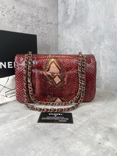 Load image into Gallery viewer, Chanel medium classic python red with gold hdw
