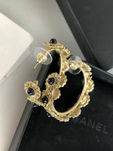 Load image into Gallery viewer, Chanel 16b hoop earrings, black and light gold
