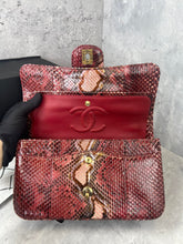 Load image into Gallery viewer, Chanel medium classic python red with gold hdw
