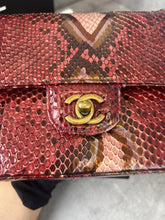 Load image into Gallery viewer, Chanel medium classic python red with gold hdw
