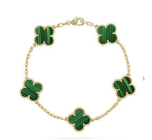 Load image into Gallery viewer, Van Cleef and Arpel green malachite 5 motif bracelet, 18k gold
