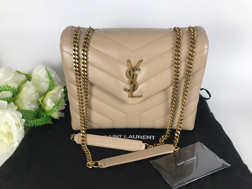 YSL Saint Laurent small beige loulou, gold hdw