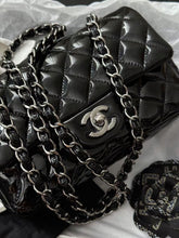 Load image into Gallery viewer, Chanel black patent mini, silver hdw
