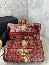 Load image into Gallery viewer, Chanel medium classic python red with gold hdw
