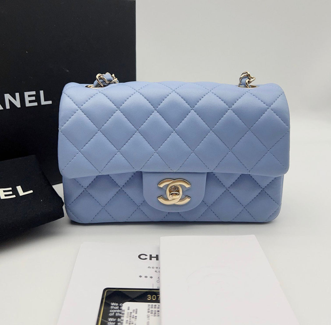 Chanel mini blue lambskin full set