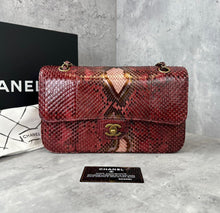 Load image into Gallery viewer, Chanel medium classic python red with gold hdw
