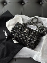 Load image into Gallery viewer, Chanel black patent mini, silver hdw
