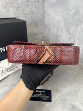 Load image into Gallery viewer, Chanel medium classic python red with gold hdw
