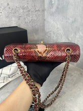 Load image into Gallery viewer, Chanel medium classic python red with gold hdw
