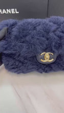 Load and play video in Gallery viewer, Chanel blue shearling small flap with gold hdw
