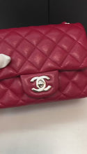 Load and play video in Gallery viewer, Chanel mini red caviar square, silver hdw
