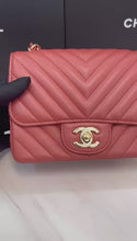 Load and play video in Gallery viewer, Chanel mini square pink chevron, gold hdw
