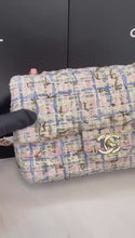 Load and play video in Gallery viewer, Chanel pink mini tweed, champagne gold hdw
