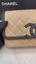 Load and play video in Gallery viewer, Chanel filigree bag small beige/black caviar with gold hardware
