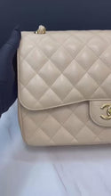 Load and play video in Gallery viewer, Chanel beige caviar double flap jumbo, gold hdw
