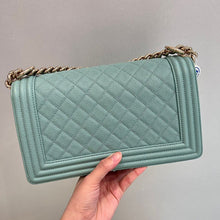 Load image into Gallery viewer, Chanel 29 series Tiffany Blue caviar old medium boy, light gold hdw
