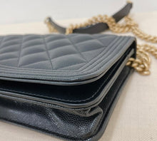 Load image into Gallery viewer, Chanel rare black boy wallet on chain gold hardware
