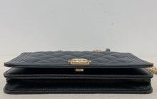 Load image into Gallery viewer, Chanel rare black boy wallet on chain gold hardware
