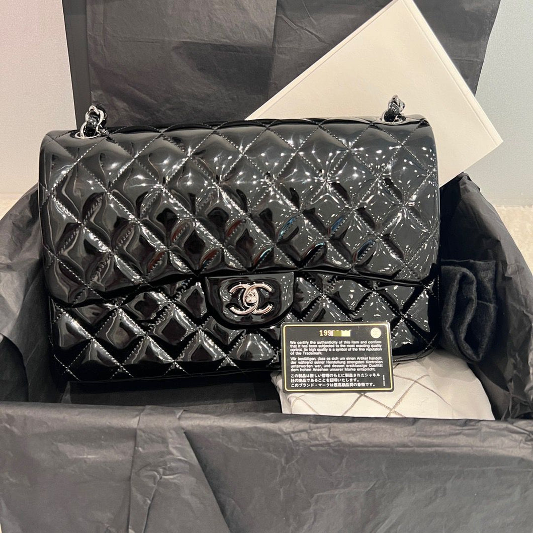 Chanel black patent jumbo