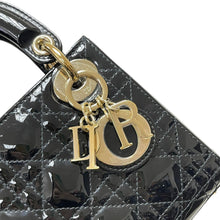 Load image into Gallery viewer, Lady Dior mini black patent with gold hdw
