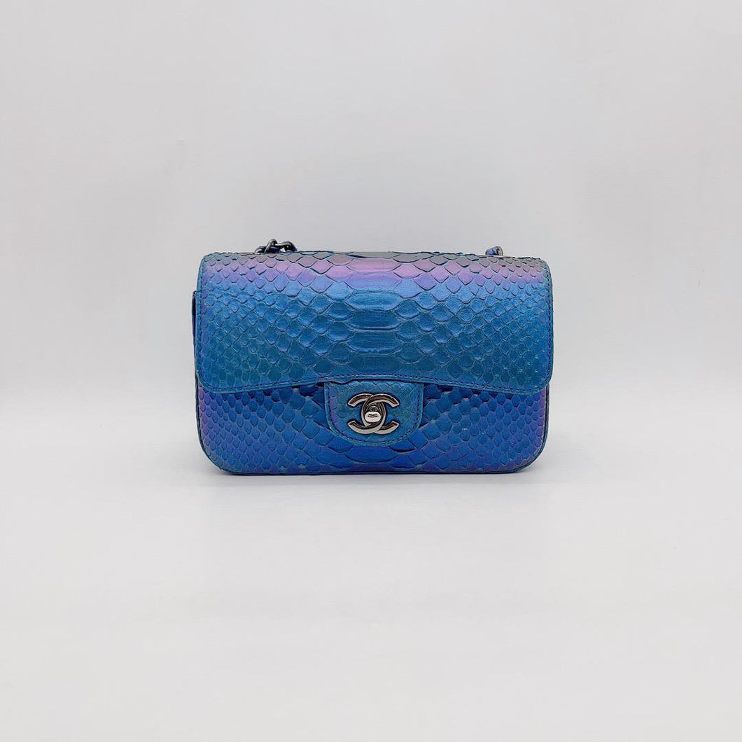 Chanel exotic snakeskin blue mini