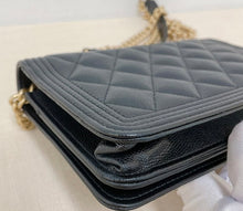 Load image into Gallery viewer, Chanel rare black boy wallet on chain gold hardware
