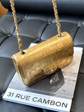 Load image into Gallery viewer, Chanel rare gold croc mini, aged gold hdw
