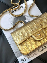 Load image into Gallery viewer, Chanel rare gold croc mini, aged gold hdw
