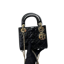 Load image into Gallery viewer, Lady Dior mini black patent with gold hdw
