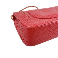 Load image into Gallery viewer, Chanel red exotic python/snake medium classic flap
