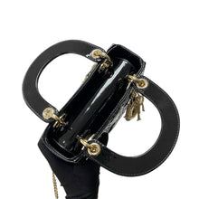 Load image into Gallery viewer, Lady Dior mini black patent with gold hdw
