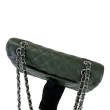 Load image into Gallery viewer, Chanel 25 series green caviar medium with silver hdw
