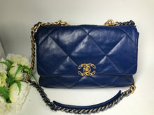 Load image into Gallery viewer, Chanel 19 medium/large in blue goatskin
