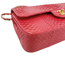 Load image into Gallery viewer, Chanel red exotic python/snake medium classic flap
