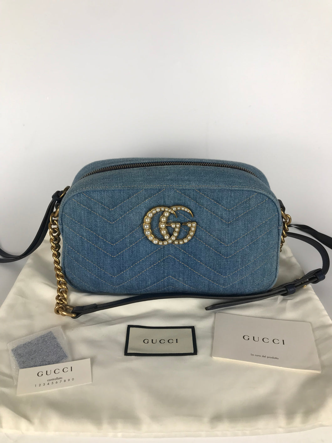 Gucci denim marmont camera bag