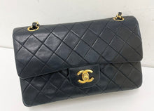 Load image into Gallery viewer, Chanel 24k gold hdw small black vintage classic flap
