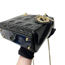 Load image into Gallery viewer, Lady Dior mini black patent with gold hdw
