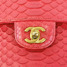 Load image into Gallery viewer, Chanel red exotic python/snake medium classic flap
