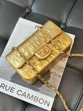 Load image into Gallery viewer, Chanel rare gold croc mini, aged gold hdw
