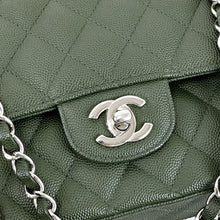 Load image into Gallery viewer, Chanel 25 series green caviar medium with silver hdw
