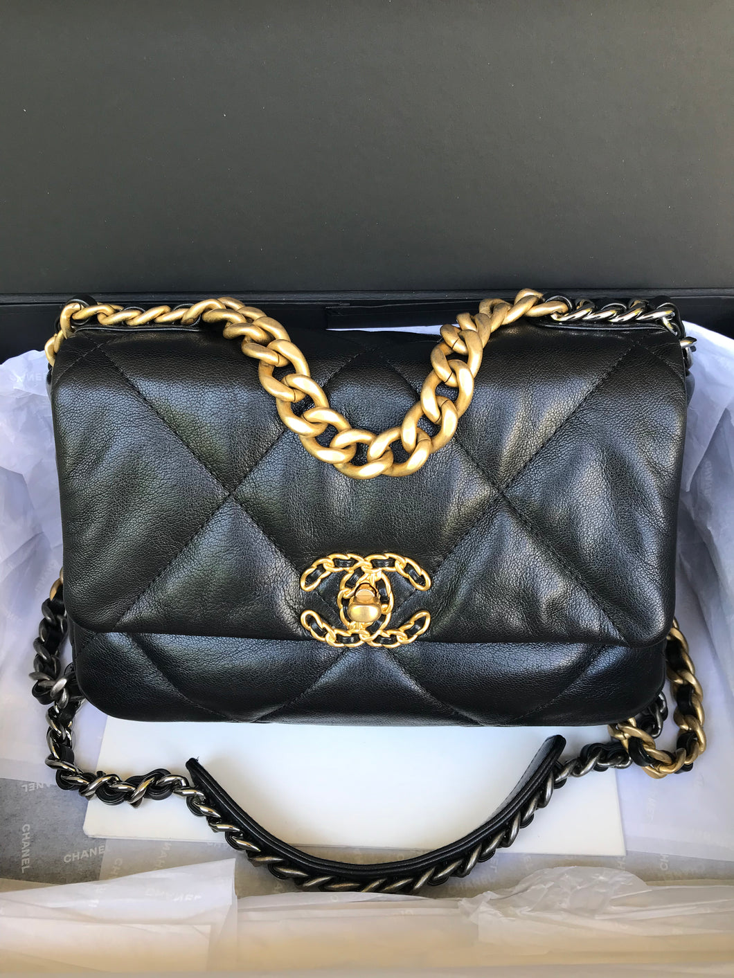 Chanel 19 small black, with mixed hardware