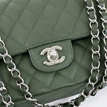 Load image into Gallery viewer, Chanel 25 series green caviar medium with silver hdw
