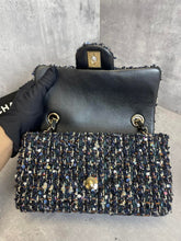 Load image into Gallery viewer, Chanel mini tweed black with gold hdw
